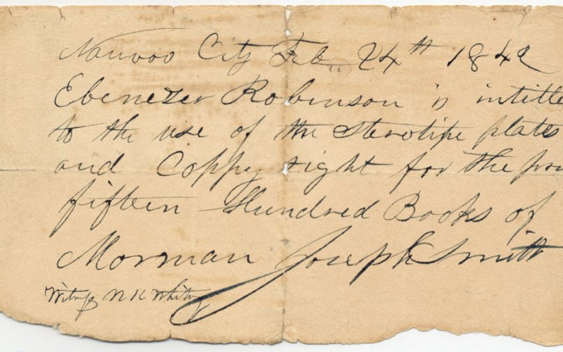 Image of note written by Joseph Smith.