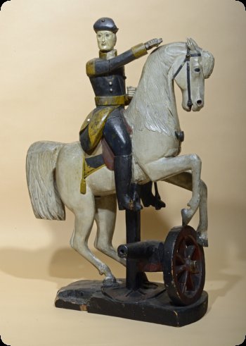George Washington on horseback, hand-carved and painted wood sculpture, Frank Pierson Richards, ca. 1890