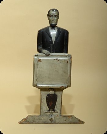 Image of Abraham Lincoln, hand-carved and painted wood sculpture, Frank Pierson Richards, ca. 1888