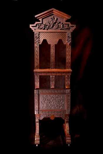 Image of easel carved by Kate Baker, ca. 1880.