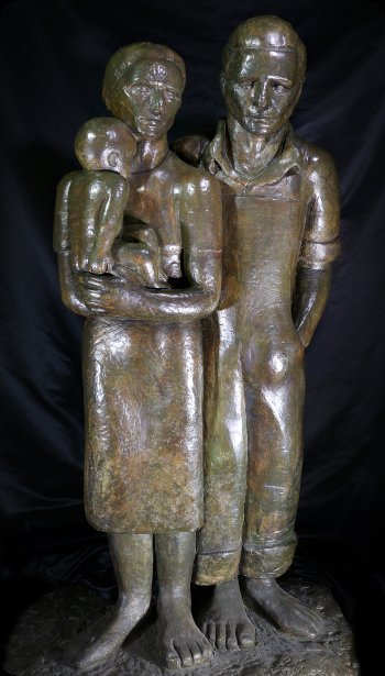 Image of sculpture, Rural Couple with Child.
